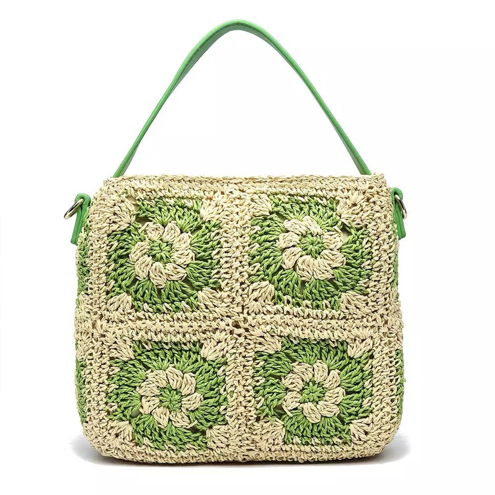 NWT LIKEDREAMS Green and Cream Women's Crochet Shoulder Bag - Picture 1 of 10